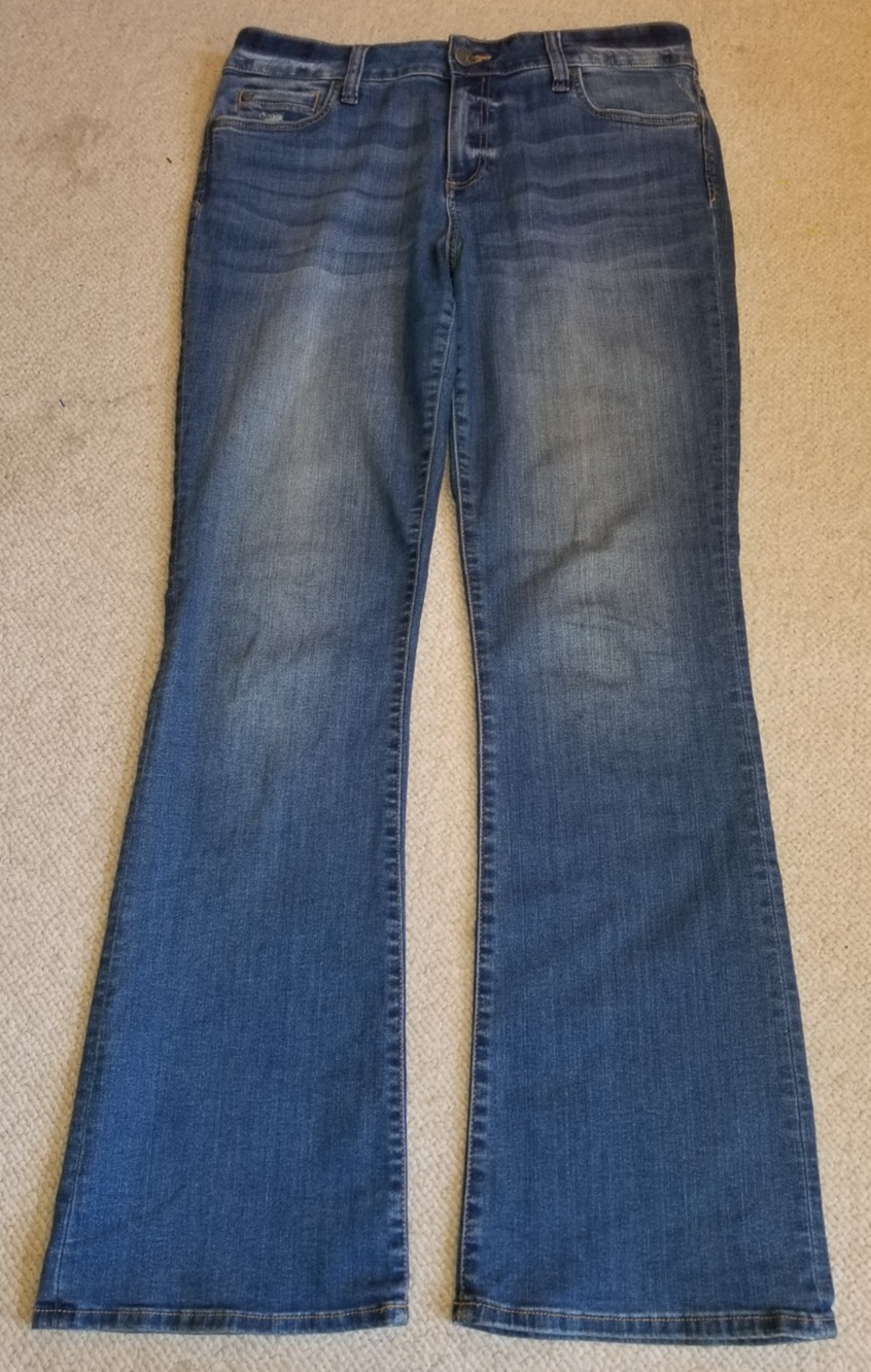 Womens Jeans-KUT FROM THE KLOTH-blue stretch denim 'Natalie Bootcut' distress-14